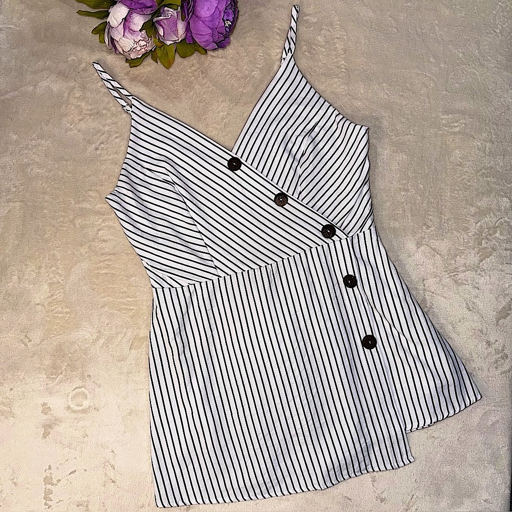 NEW Boutique Striped Button Tank Top